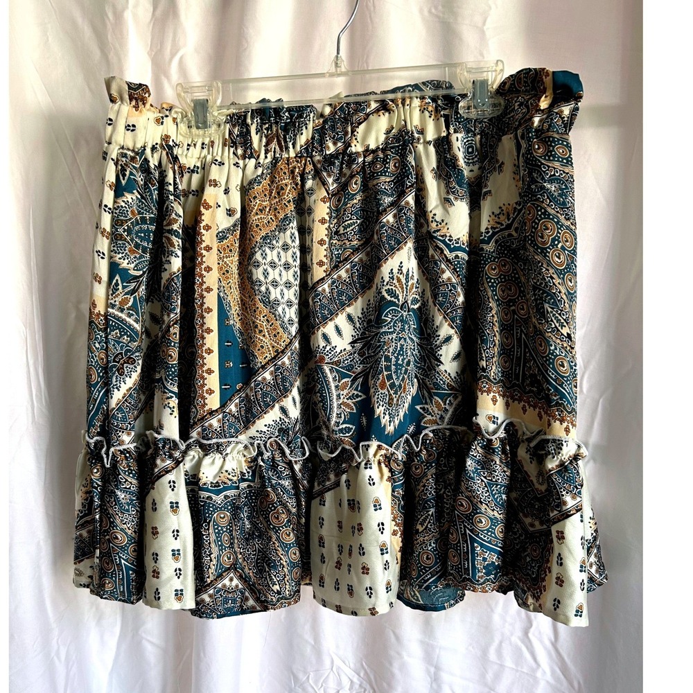 Boho Paisley Skirt Cottagecore‎ Ruffle Tiered Skirt Coastal Cowgirl Flowy XXL - Picture 3 of 3